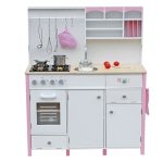 Wooden Kitchen for Kids Pink and White Paula Opening Elements