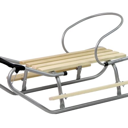 Metal Sled with backrest Strap Silver