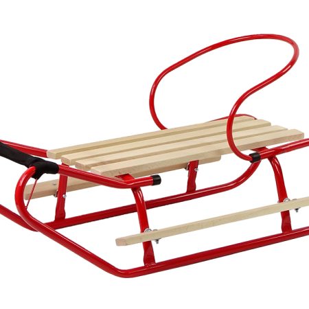 Metal Sled with Backrest Strap Red