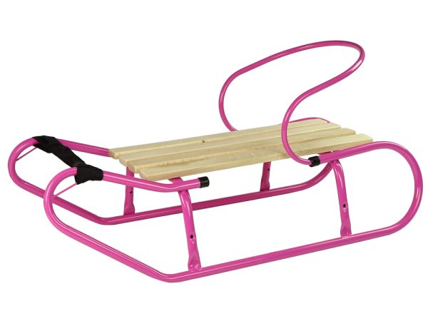 Metal Sled with Backrest Strap Pink