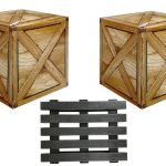 Big Forklift with Pallet and cardboard Boxes