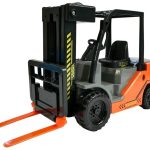 Big Forklift with Pallet and cardboard Boxes