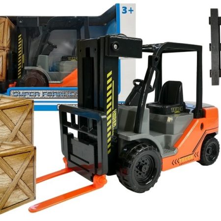 Big Forklift with Pallet and cardboard Boxes