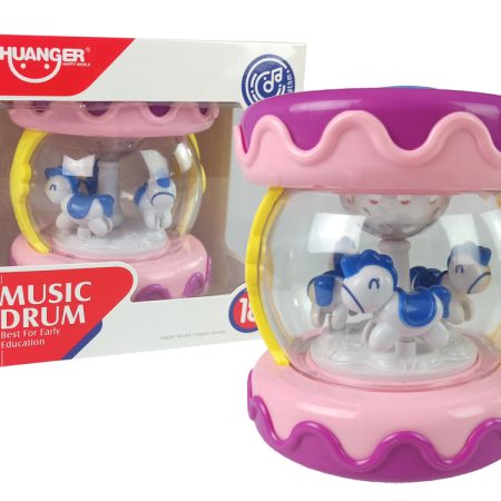 Colorful Drum with a Merry-Go-Round Animal Sounds Pink