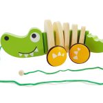 Wooden Crocodile on Wheels 18cm