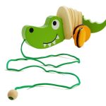 Wooden Crocodile on Wheels 18cm