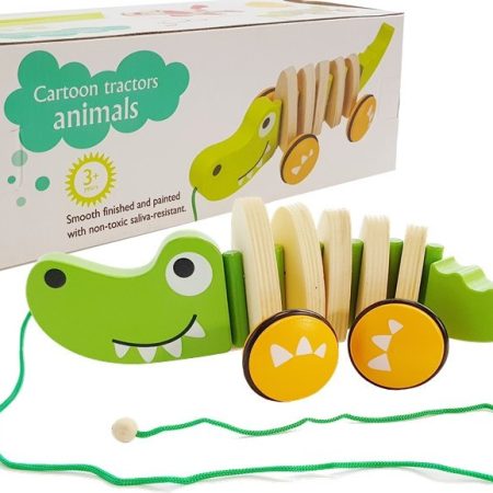 Wooden Crocodile on Wheels 18cm