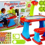Educational Table with Projector Chair Crayons Magnets Letters and Numbers