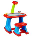 Educational Table with Projector Chair Crayons Magnets Letters and Numbers