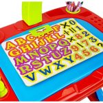 Educational Table with Projector Chair Crayons Magnets Letters and Numbers