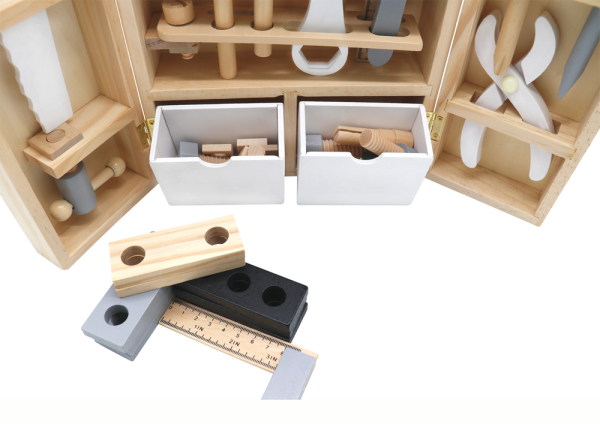 Wooden Workshop in a Suitcase Tools Drawers DIY