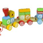 Wooden Train Locomotive Two Carriages Letters Shapes