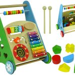 Colourful Wooden Pushchair Geometric Figures Dulcimer Beads