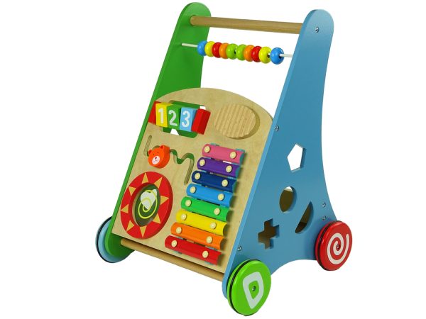 Colourful Wooden Pushchair Geometric Figures Dulcimer Beads