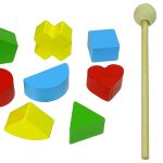 Colourful Wooden Pushchair Geometric Figures Dulcimer Beads