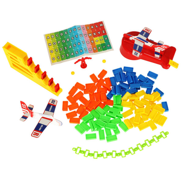 Educational game domino blocks airplane with launcher