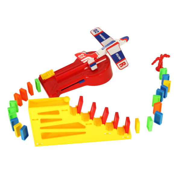 Educational game domino blocks airplane with launcher