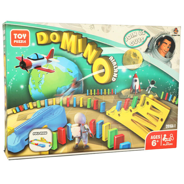 Educational game domino blocks airplane with launcher