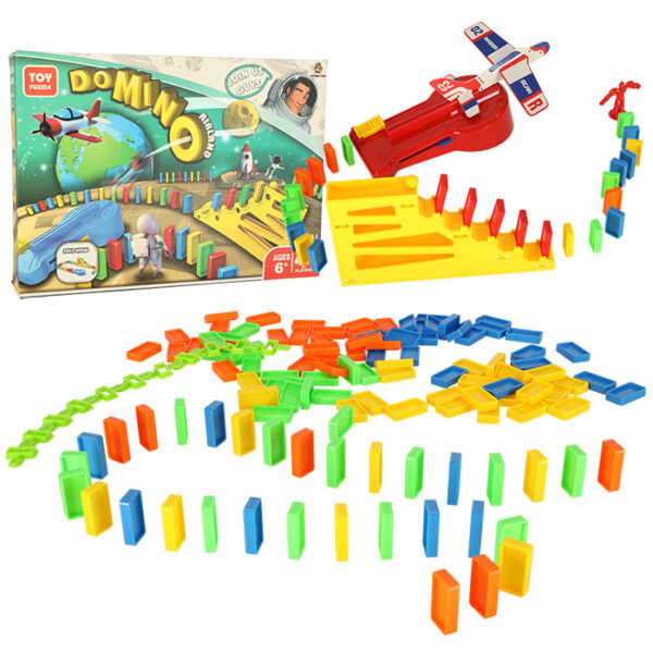 Educational game domino blocks airplane with launcher