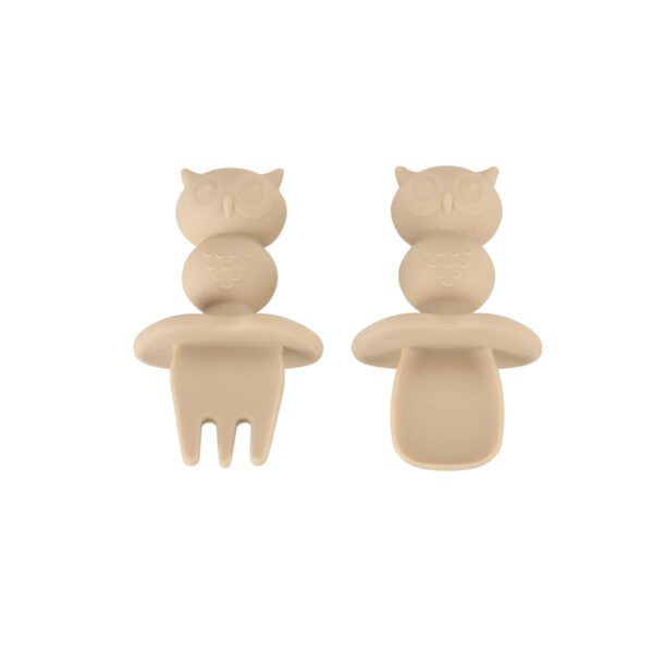 Silicone dishes for children owl beige 9 elements
