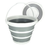 Silicone folding bucket 10L stripes grey