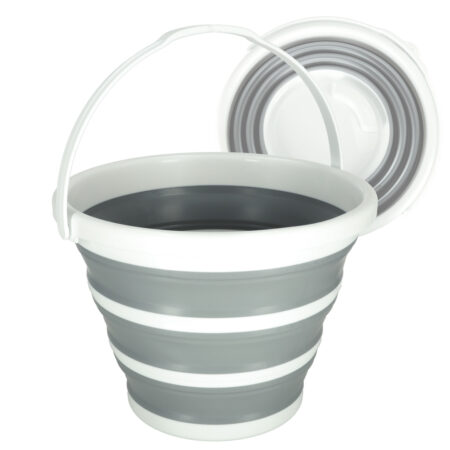 Silicone folding bucket 10L stripes grey