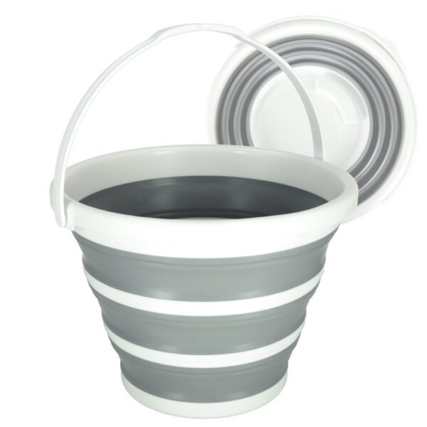 Silicone folding bucket 10L stripes grey