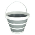 Silicone folding bucket 10L stripes grey