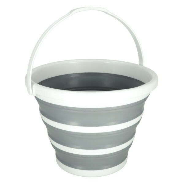 Silicone folding bucket 10L stripes grey