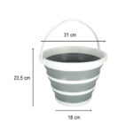 Silicone folding bucket 10L stripes grey
