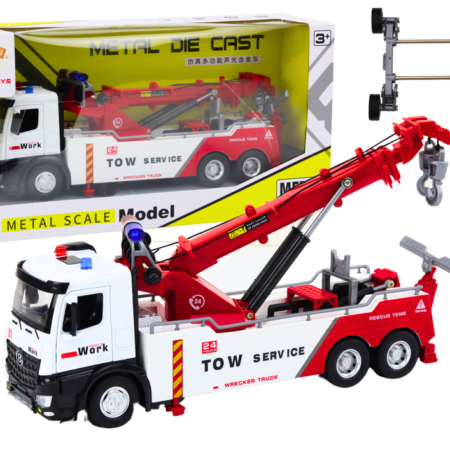 Truck With Crane Two Metal Hooks Red And White Lights Sounds
