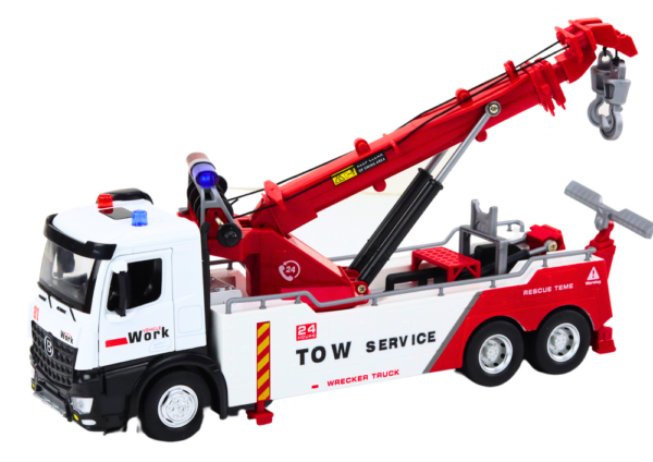 Truck With Crane Two Metal Hooks Red And White Lights Sounds