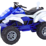Police Quad with a trailer for transporting a boat and a motorboat
