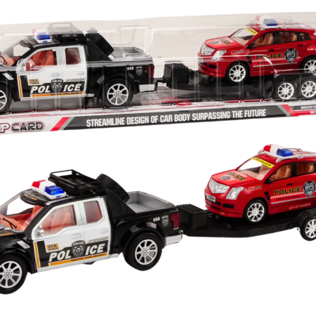 Police Set Car Pickup Off-Road Tow Truck Trailer Police