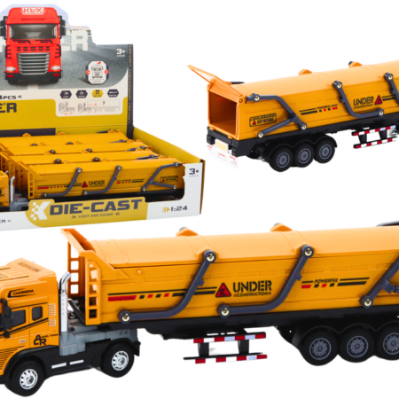 Truck With Trailer TIR Transport Vehicle 1:24 Sounds Lights Yellow