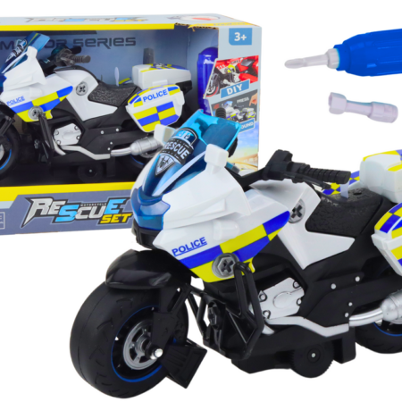 Police Turning Motorcycle DIY Lights Sounds White