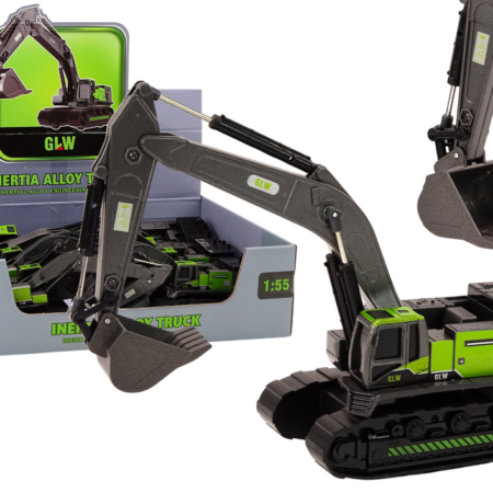 Crawler Excavator Metal Bucket 1:55 Black and Green