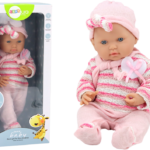 Baby doll striped sweater hat scarf pink