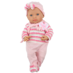 Baby doll striped sweater hat scarf pink