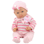 Baby doll striped sweater hat scarf pink