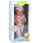 Baby doll striped sweater hat scarf pink