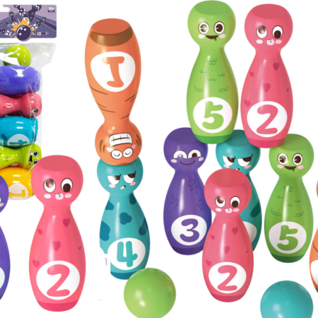 Bowling Set Smiley Balls Colored 10pcs
