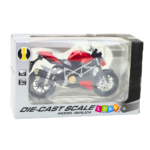 Sports Motorcycle Metal Lights Sounds Silver Elements Red 1:12