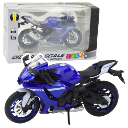 Sports Motorcycle Metal Lights Sounds Navy Blue R1 1:12