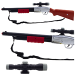 24818_1 Rifle Shotgun Prop Shoulder Strap Scope Brown Sounds 65cm