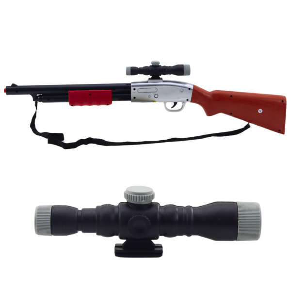 24818_2 Rifle Shotgun Prop Shoulder Strap Scope Brown Sounds 65cm