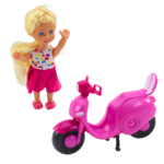Mini Doll Set Doll Scooter Helmet Pink